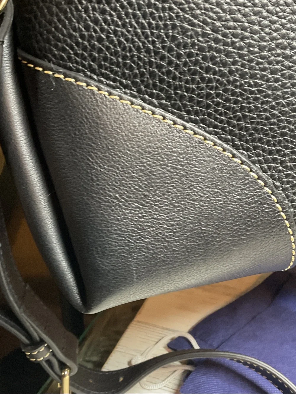 Doone Bourke Satchel 30 pebble leather Black with florentine trim Read